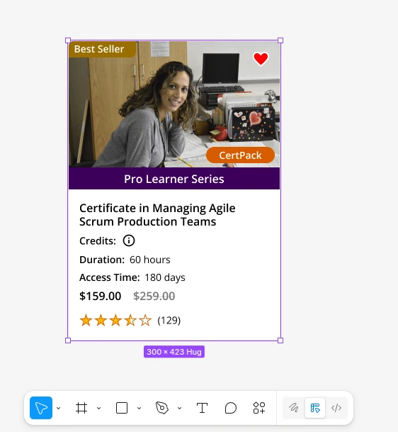 figma wireframes for online storefront cards screenshot